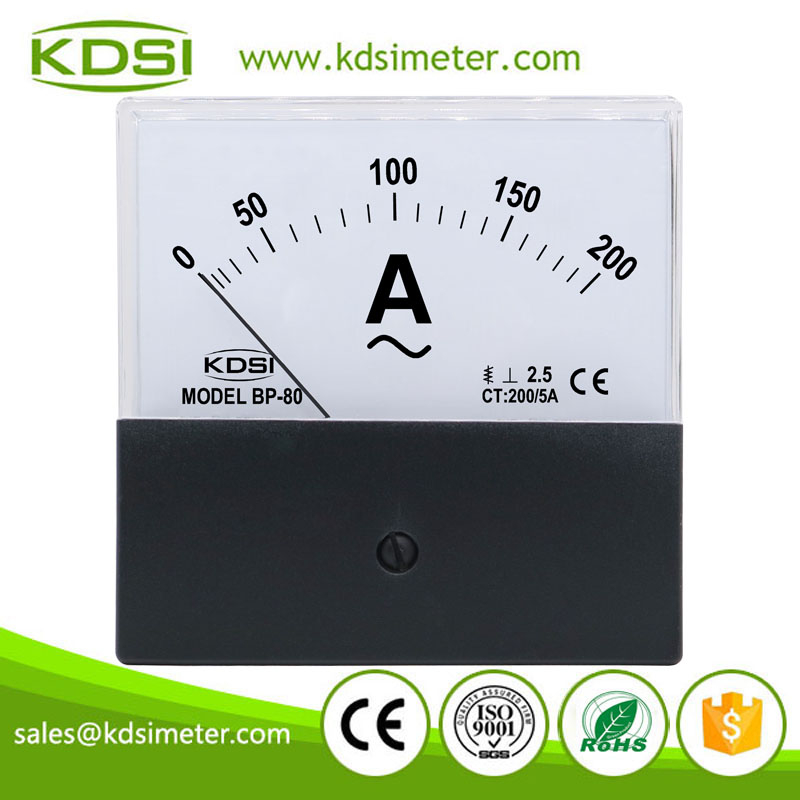 High Quality BP-80 AC200/5A Black Cover Analog Panel AC Amp Meter