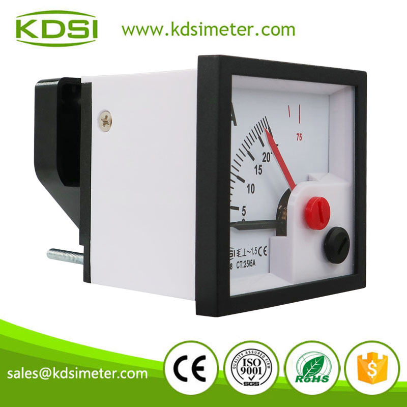 KDSI Electronic Apparatus BE-48 AC25/5A 3times Overload Double Pointer AC Analog Ampere Panel Meter