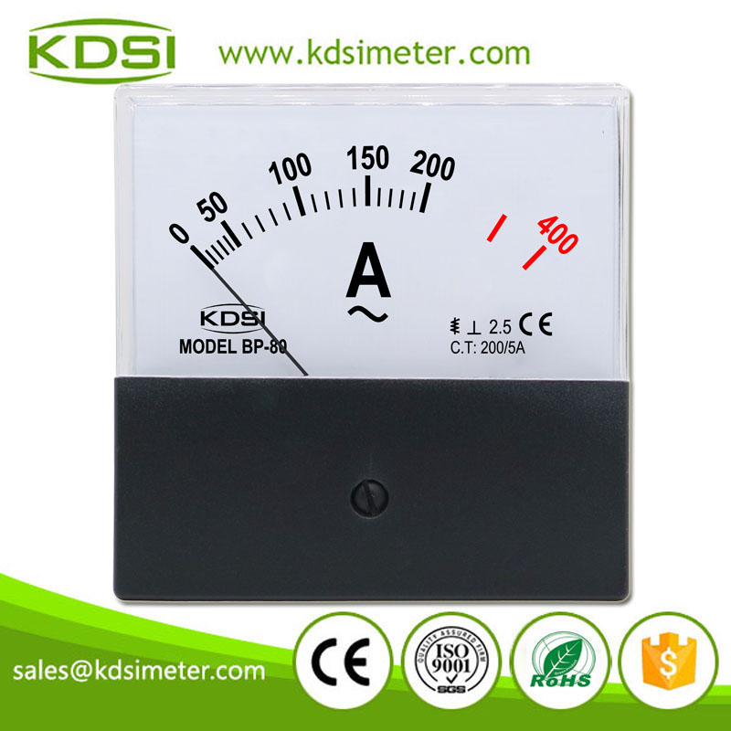 High Quality BP-80 AC200/5A 2times overload Black Cover Analog Panel AC Amp Meter
