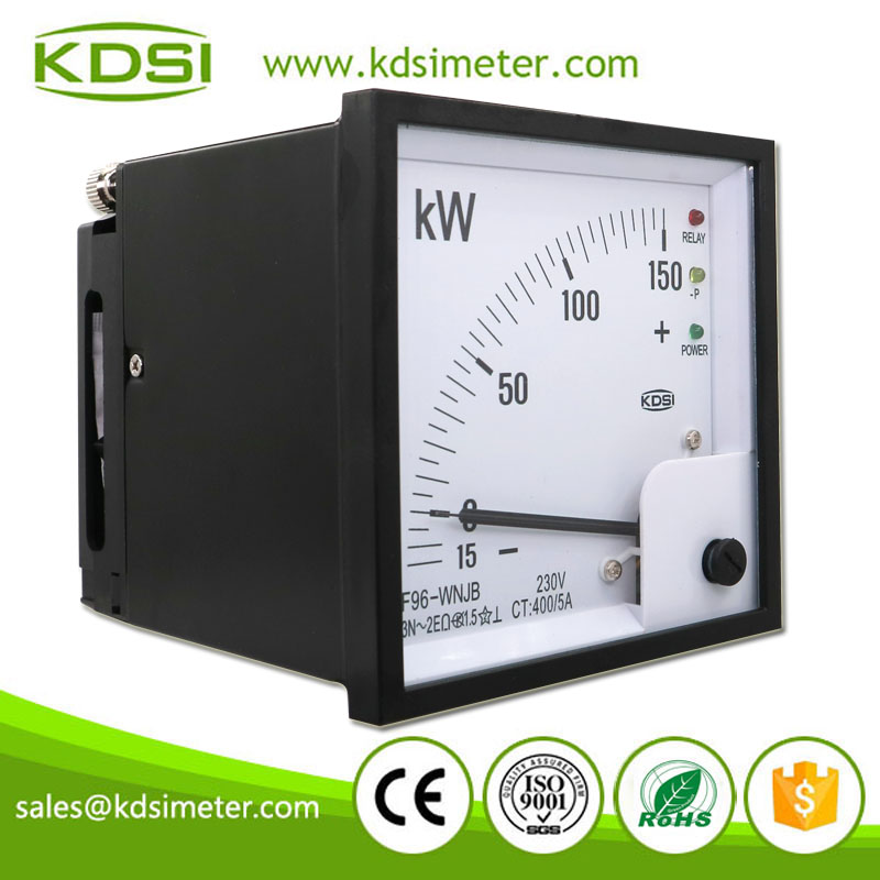 Multi-Purpose F96-WNJB -15-150kW 230V 400/5A Analog Panel Watt meter with reverse power relay Output