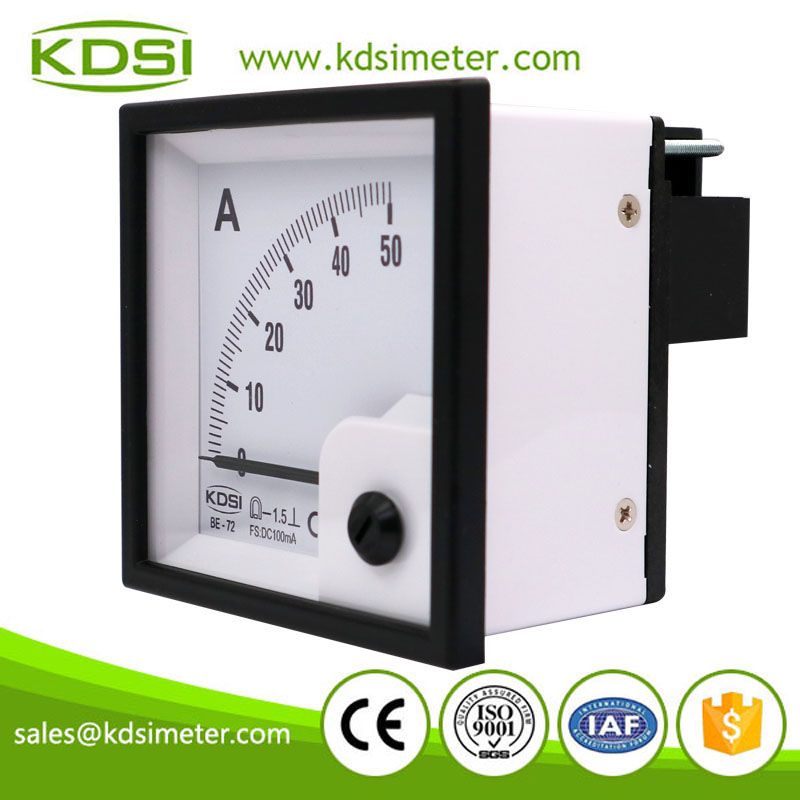 Square Type BE-72 DC100mA 50A Analog DC Panel Ampere Indicator