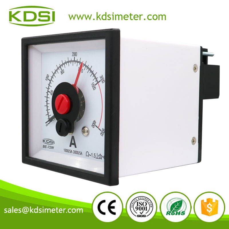 CE Approved BE-72W AC1600/3000/5A 3times Overload double pointer Wide Angle AC Panel Analog Ampere Meter