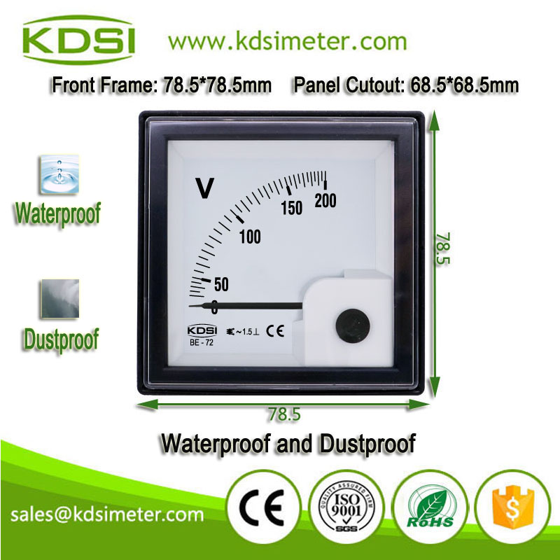Outdoor/Indoor-use BE-72 AC100V-600V Analog AC Panel IP65-rated Voltmeter