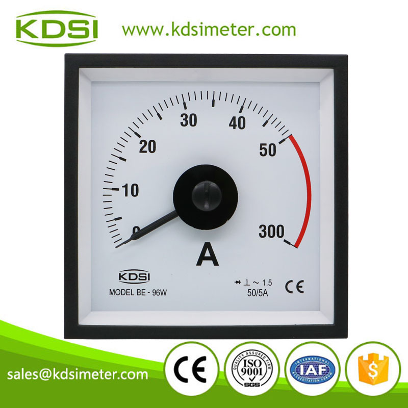Easy installation BE-96W AC50/5A 6times overload analog panel wide angle ammeter
