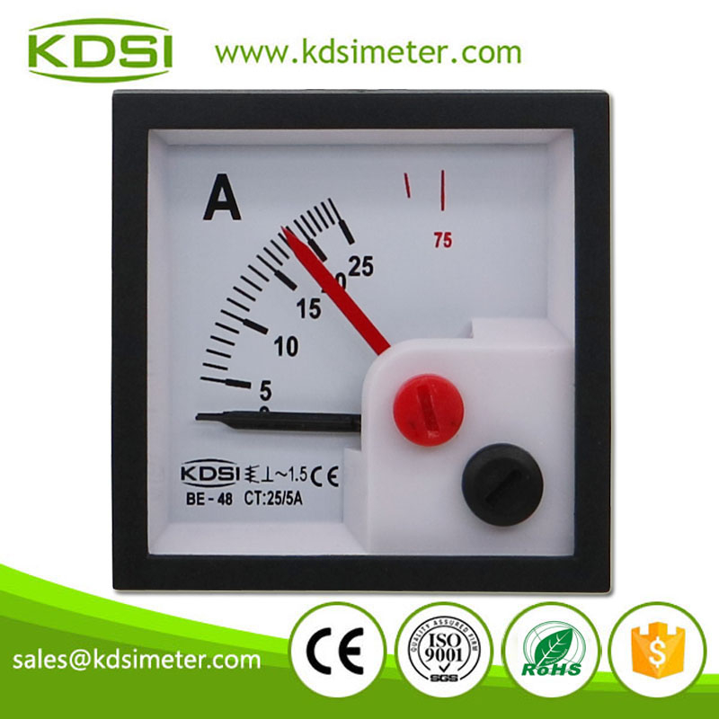 KDSI Electronic Apparatus BE-48 AC25/5A 3times Overload Double Pointer AC Analog Ampere Panel Meter