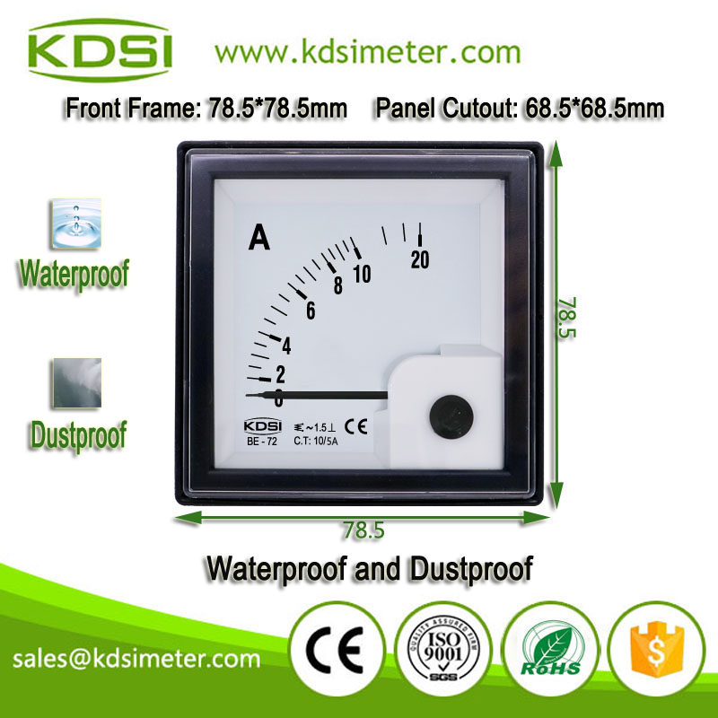 IP65-rated BE-72 AC10-3000/5A Analog AC Panel Waterproof Ammeter