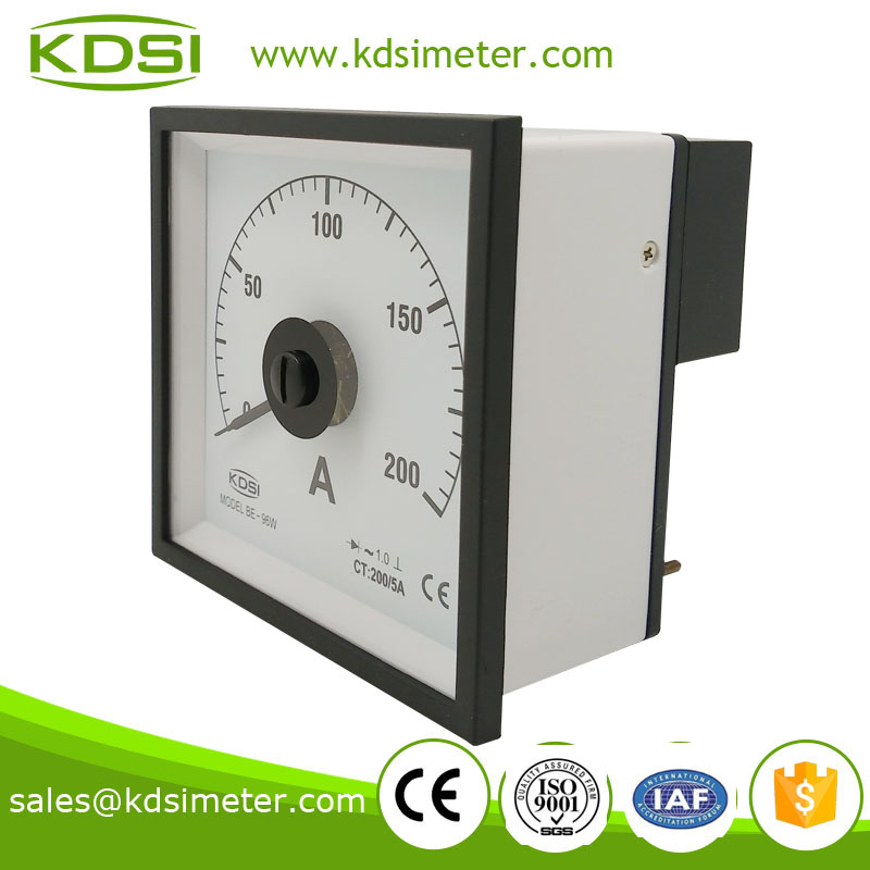 High quality Wide Angle Meter BE-96W AC200 / 5A with rectifier panel analog ammeter