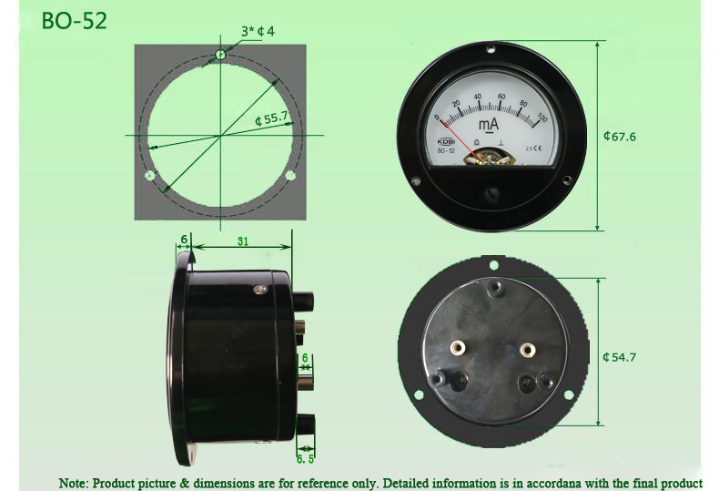 DC 0-100mA Round Analog Ammeter Panel Meter - 90mm Diameter, Direct Connect
