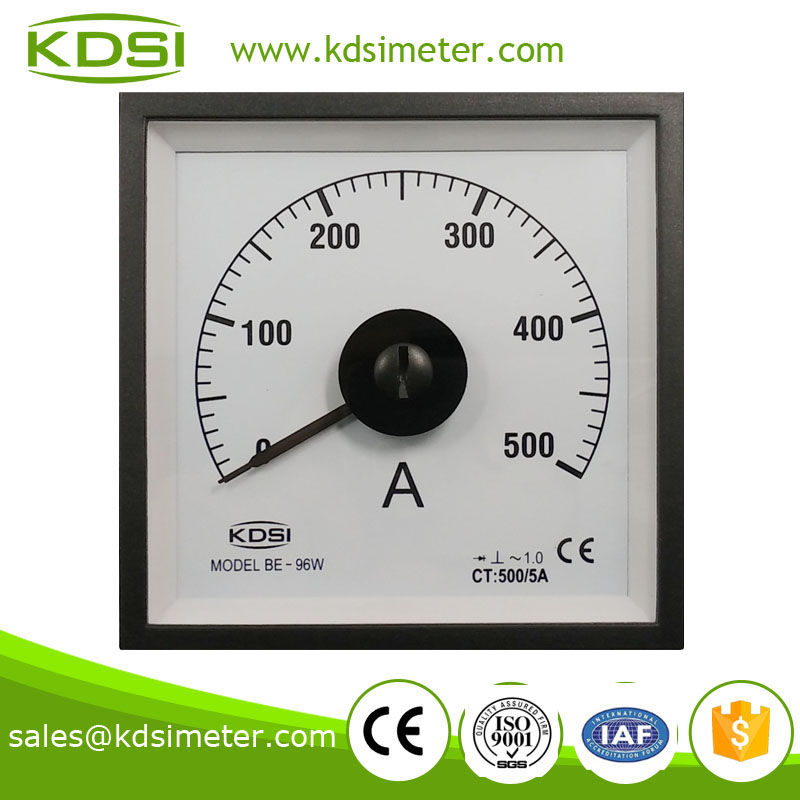 Industrial universal Wide Angle Meter BE-96W AC500 / 5A with rectifier panel mount ammeter