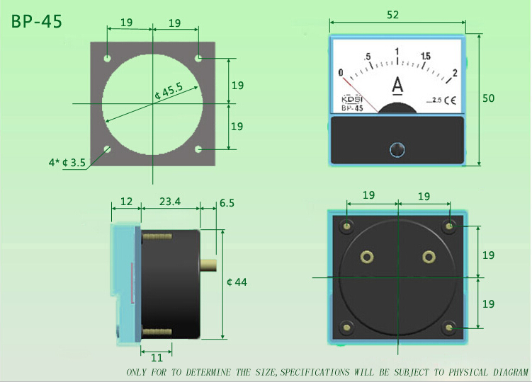 BP-45 dimensioned drawing